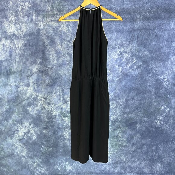 Black Halter Dress w/ Ivory Piping Details - Picture 2 of 2